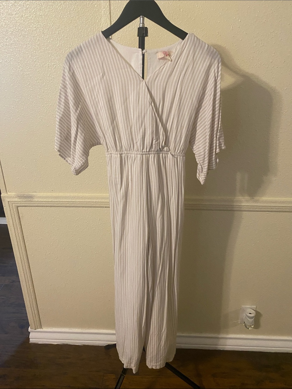 GB girls Cream and White Striped Kids One-Piece Maxi